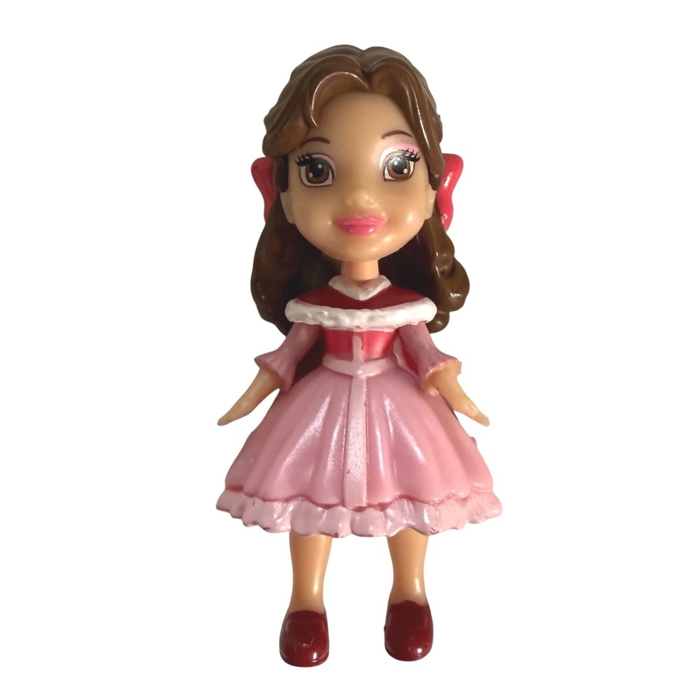 Disney Princess Belle Mini Doll Pink Winter Dress 4" Figure 2547 HL01